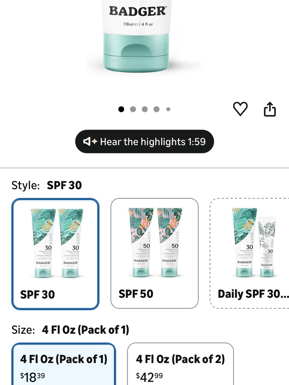 Badger SPF 30 Mineral Sunscreen Lotion - Light Teal